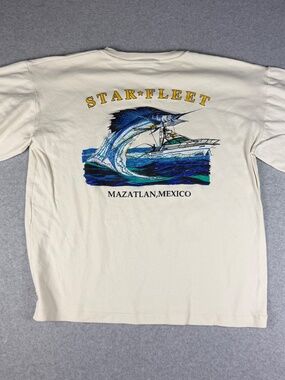 Vintage 80s Star Fleet Mazatlan Mexico Marlin Fishing Shirt XL Single Stitch